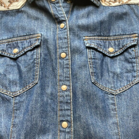 H&M Custom Cowboy Denim Western Shirt Size 10 - Picture 3 of 14